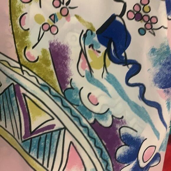 LOUIS FERAUD FLORAL SHORT SLEEVE BUTTON DOWN BACK BLOUSE SIZE 6 - Picture 4 of 6